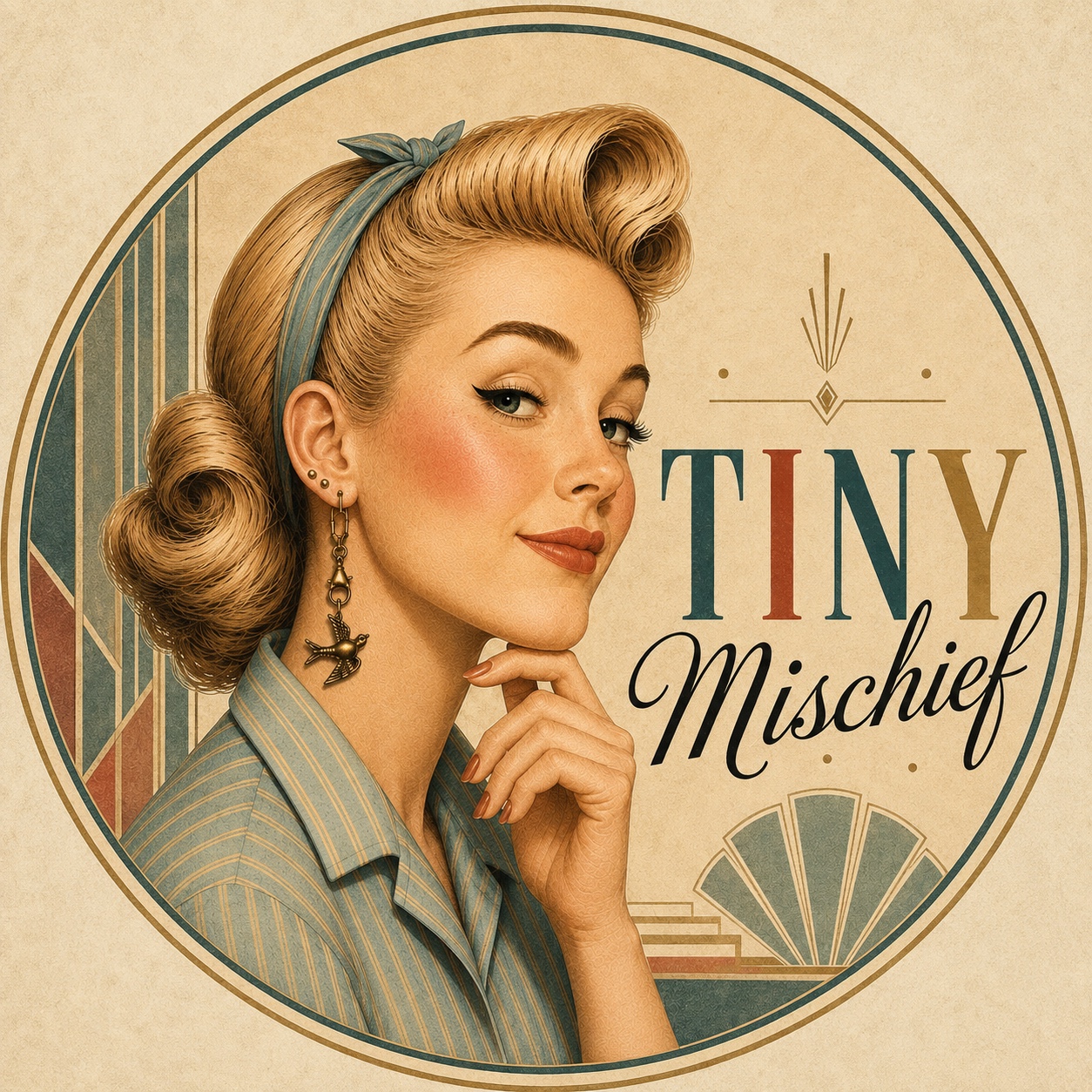 Vintage illustrated Tiny Mischief portrait